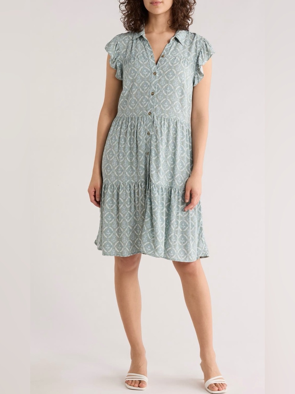 Lucky Brand Flutter Sleeve Shirtdress
in Lily Tile